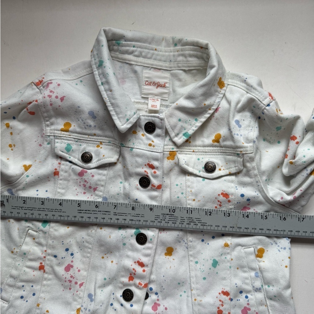 cat & Jack white paint splatter Jean jacket size 10/12 - Picture 5 of 6